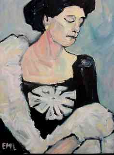 portraet frau im kleid mit blume