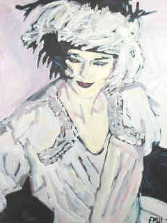 portret vrouw met veren hoed
