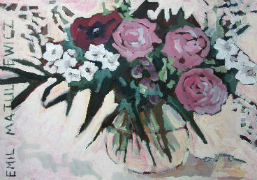 stilleven boeket van witte en roze bloemen